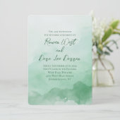 Invitation Sage Vert Aquarelle Ombre Peinture Mariage (Debout devant)
