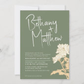 Invitation Sage vert automne fleurs calligraphie script maria (Devant)