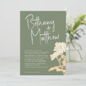 Invitation Sage vert automne fleurs calligraphie script maria (Debout devant)