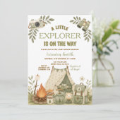 Invitation Sage Vert Bébé Little Explorer Shower de Camping (Debout devant)