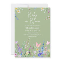 Sage Vert Bébé Printemps en Fleur Fête Prénatale