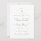 Invitation Sage Vert Blanc Classique Élégant Mariage formel (Devant)