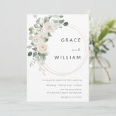 Invitation Sage Vert Blanc Floral Mariage moderne (Debout devant)