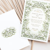 Invitation Sage Vert Blanc Iris Mariage Faux Conception Embos