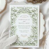 Invitation Sage Vert Blanc Iris Mariage Faux Conception Embos