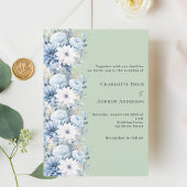 Invitation Sage vert bleu poussiéreux floraux élégant mariage