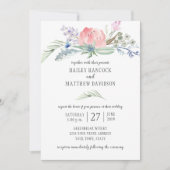 Invitation Sage Vert bleu rose Fleurs Mariage vert (Devant)