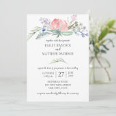 Invitation Sage Vert bleu rose Fleurs Mariage vert (Debout devant)
