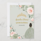 Invitation Sage Vert Blush Floral Or Quinceañera Sweet 16 (Dos)