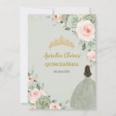 Invitation Sage Vert Blush Floral Or Quinceañera Sweet 16 (Dos)