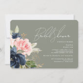 Invitation Sage Vert Blush Navy Fleurs Mariage (Devant)