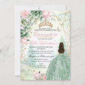 Invitation Sage Vert Blush Rose Forêt Enchantée 15 Ans (Devant)