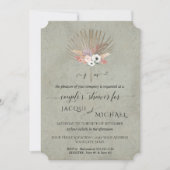 Invitation Sage Vert BOHO Floral Pampas Fête de Couple (Devant)