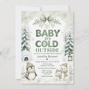 Invitation Sage Vert C'est Froid Dehors Baby Shower d'Hiver
