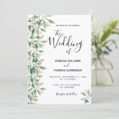 Invitation Sage vert doré botanique mariage floral (Debout devant)