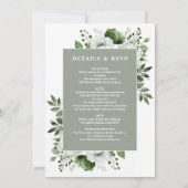 Invitation Sage Vert Élégant Floral Tout En Un Mariage (Dos)