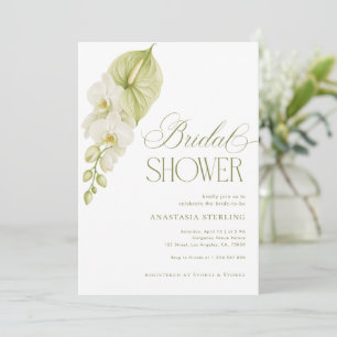 Invitation Sage Vert et Anthuriums Blancs Baby Shower de Mari