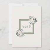 Invitation Sage Vert et Blanc Floral Enregistrer la date (Dos)