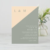 Invitation Sage Vert Et Crème Mariage Élégant Code QR (Debout devant)