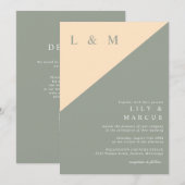 Invitation Sage Vert Et Crème Mariage Élégant Code QR (Devant / Derrière)