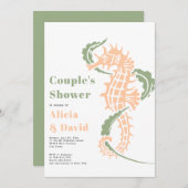 Invitation Sage vert et pêche plage de plage couples douche (Devant / Derrière)