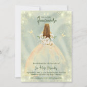 Invitation Sage Vert Et Rose D'Or Élégant Quinceañera (Devant)