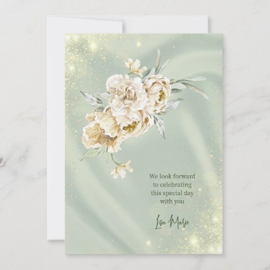 Invitation Sage Vert Et Rose D'Or Élégant Quinceañera (Dos)