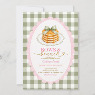 Invitation Sage Vert et Rubans Roses et Baby Shower Brunch