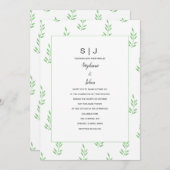 Invitation Sage vert feuille Monogramme minimaliste Mariage s (Devant / Derrière)