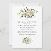Invitation Sage Vert & Fleurs Aquarelles Blanches Enterrement (Devant)