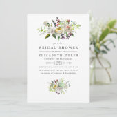 Invitation Sage Vert & Fleurs Aquarelles Blanches Enterrement (Debout devant)