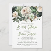 Invitation Sage Vert Fleurs Mariage Bébé Shower (Devant)