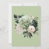 Invitation Sage Vert Fleurs Mariage Bébé Shower (Dos)