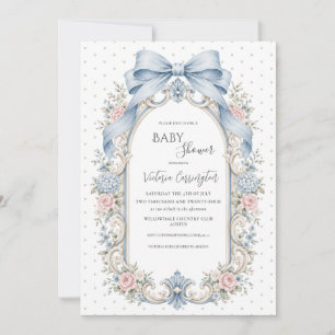 Invitation Sage Vert Fleurs Roses Baby Shower Vintage