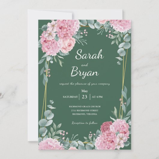 Invitation Sage Vert Floral Aquarelle Rustique Boho Mariage (Devant)