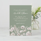 Invitation Sage Vert Floral Boho Shower de Mariage (Debout devant)