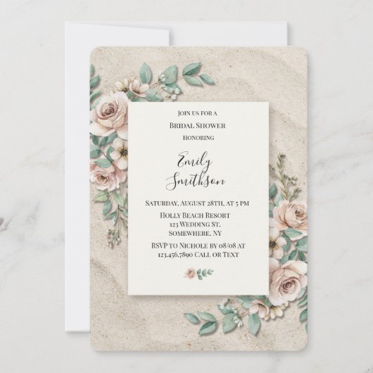 Invitation Sage vert floral Fête de mariage (Devant)