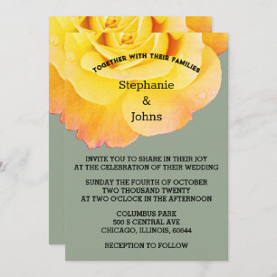 Invitation Sage Vert Floral Orange Jaune Rose Boho Mariage