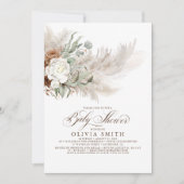 Invitation Sage Vert Floral Pampas Grass Baby shower Boho (Devant)