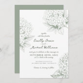 Invitation Sage vert Hydrangea Floral Mariage (Devant / Derrière)