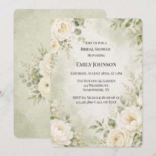 Invitation Sage Vert Ivresse Florale Mariage