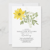 Invitation Sage Vert Jaune Tournesol Floral Boho Mariage (Devant)