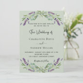 Invitation Sage vert lavande QR code RSVP luxe mariage (Debout devant)
