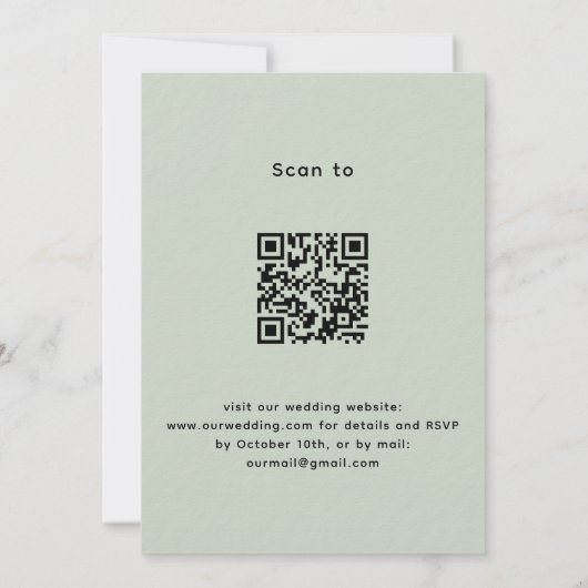 Invitation Sage vert lavande QR code RSVP luxe mariage (Dos)