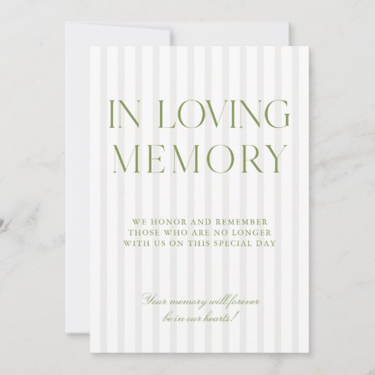 Invitation Sage Vert & Mariage Beige En Symbole Mémoire Amour (Devant)