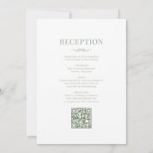 Invitation Sage Vert Mariage Victorien QR Code Tout-en-un (Dos)