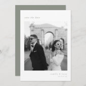 Invitation Sage Vert Minimaliste Élégant Photo Enregistrez la (Devant / Derrière)