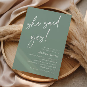 Invitation Sage Vert Minimaliste Elle a Dit Oui Enterrement d