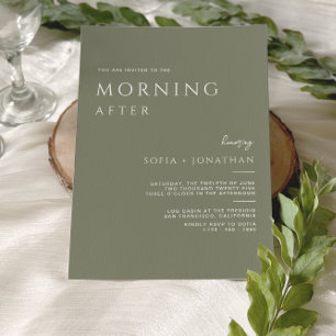 Invitation Sage Vert Minimaliste Matin Après Mariage
