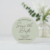Invitation Sage vert minimum mariage Enregistrer la date (Debout devant)